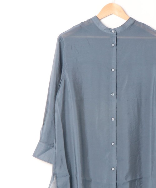 Mysa&Liina（ミーサリーナ）の「バンドカラーシアーシャツチュニック（シャツ/ブラウス・レディース・ブラック/オフホワイト/オレンジ/ミント/ネイビー/ブラウン/キャメル・M）」の21枚目の写真