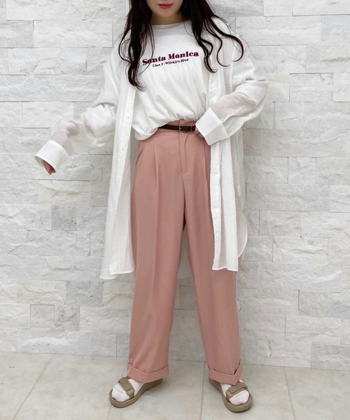 Mysa&Liina（ミーサリーナ）の「バンドカラーシアーシャツチュニック（シャツ/ブラウス・レディース・ブラック/オフホワイト/オレンジ/ミント/ネイビー/ブラウン/キャメル・M）」の9枚目の写真