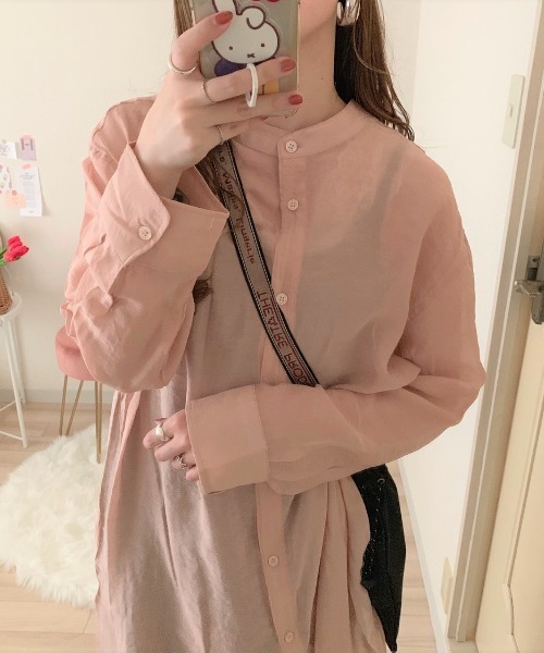 Mysa&Liina（ミーサリーナ）の「バンドカラーシアーシャツチュニック（シャツ/ブラウス・レディース・ブラック/オフホワイト/オレンジ/ミント/ネイビー/ブラウン/キャメル・M）」の11枚目の写真