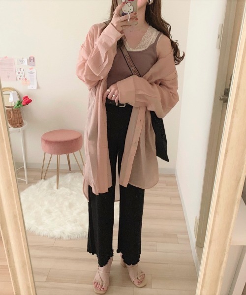 Mysa&Liina（ミーサリーナ）の「バンドカラーシアーシャツチュニック（シャツ/ブラウス・レディース・ブラック/オフホワイト/オレンジ/ミント/ネイビー/ブラウン/キャメル・M）」の12枚目の写真