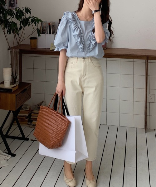 ABITOKYO（アビトーキョー）の「フロントフリルブラウス（シャツ/ブラウス・レディース・ホワイト/イエロー/パープル/ライトグリーン/ブラック/サックスブルー・FREE）」の14枚目の写真