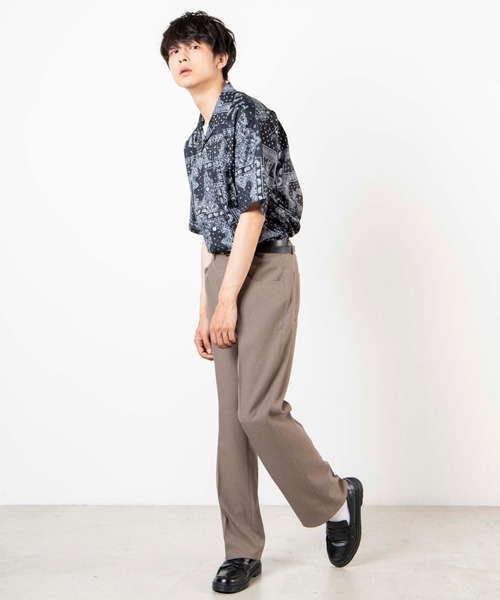 WEGO（ウィゴー）の「WEGO/ペイズリー開襟ビッグシルエット5分袖シャツ（シャツ/ブラウス・メンズ・ホワイト/ブラック・MEDIUM/LARGE）」の3枚目の写真