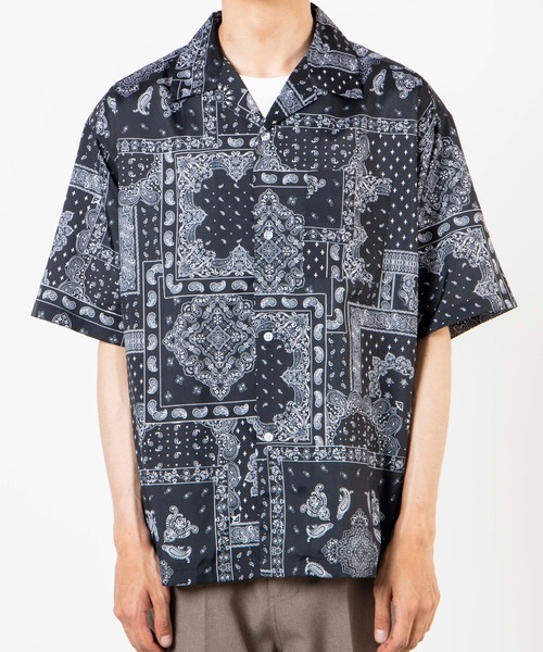 WEGO（ウィゴー）の「WEGO/ペイズリー開襟ビッグシルエット5分袖シャツ（シャツ/ブラウス・メンズ・ホワイト/ブラック・MEDIUM/LARGE）」の8枚目の写真