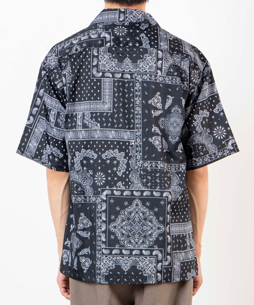 WEGO（ウィゴー）の「WEGO/ペイズリー開襟ビッグシルエット5分袖シャツ（シャツ/ブラウス・メンズ・ホワイト/ブラック・MEDIUM/LARGE）」の6枚目の写真