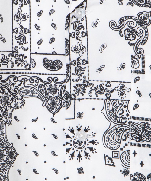WEGO（ウィゴー）の「WEGO/ペイズリー開襟ビッグシルエット5分袖シャツ（シャツ/ブラウス・メンズ・ホワイト/ブラック・MEDIUM/LARGE）」の7枚目の写真
