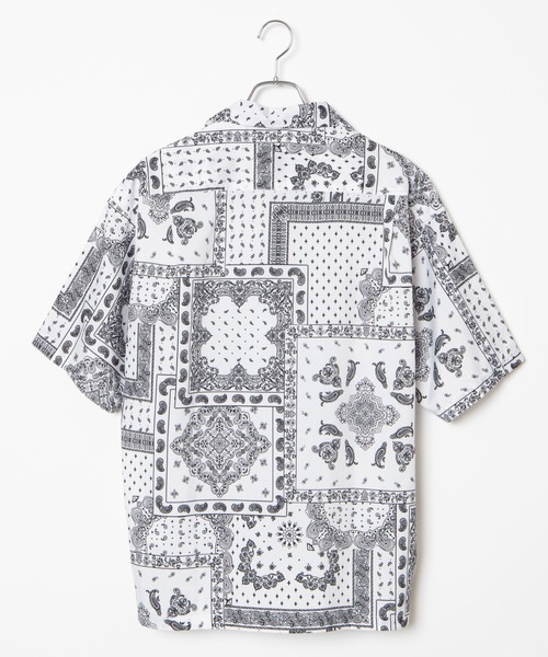 WEGO（ウィゴー）の「WEGO/ペイズリー開襟ビッグシルエット5分袖シャツ（シャツ/ブラウス・メンズ・ホワイト/ブラック・MEDIUM/LARGE）」の4枚目の写真