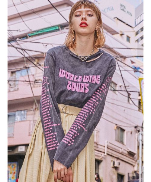 jouetie（ジュエティ）の「ダメージロゴロンT（Tシャツ/カットソー・レディース・ブラック/ライトグリーン/アイボリー・MEDIUM）」の7枚目の写真