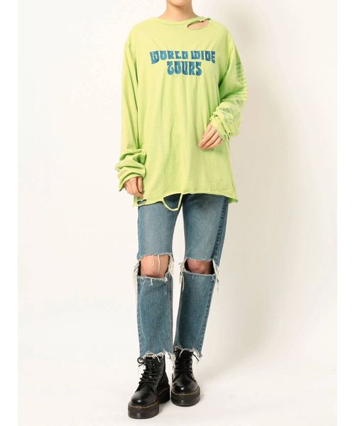 jouetie（ジュエティ）の「ダメージロゴロンT（Tシャツ/カットソー・レディース・ブラック/ライトグリーン/アイボリー・MEDIUM）」の14枚目の写真