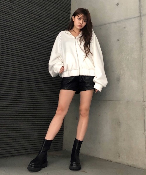 ENVYM（アンビー）の「スピンドルラグランＰＫ（パーカー・レディース・ブラック/ホワイト/グレー・FREE）」の14枚目の写真