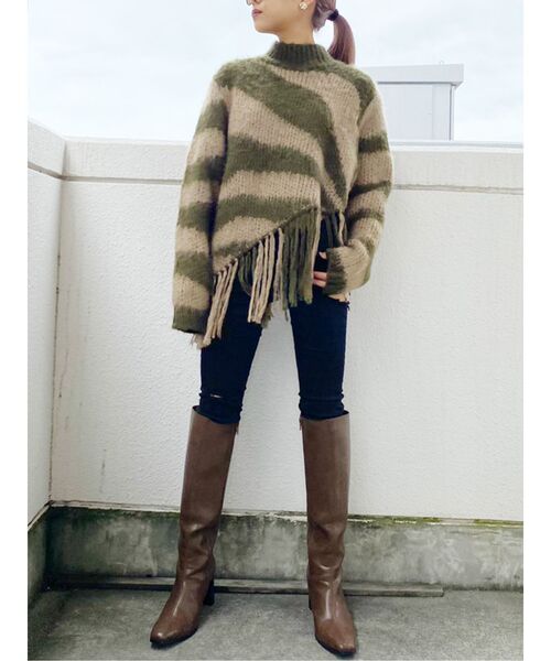 GYDA(ジェイダ)の「original pattern fringeニット TOPS(ニット/セーター・レディース・ブラック/ブラウン/カーキ・FREE)」の10枚目の写真