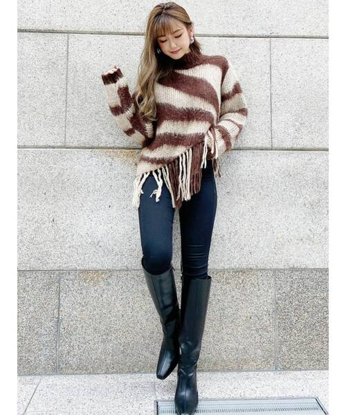 GYDA(ジェイダ)の「original pattern fringeニット TOPS(ニット/セーター・レディース・ブラック/ブラウン/カーキ・FREE)」の16枚目の写真