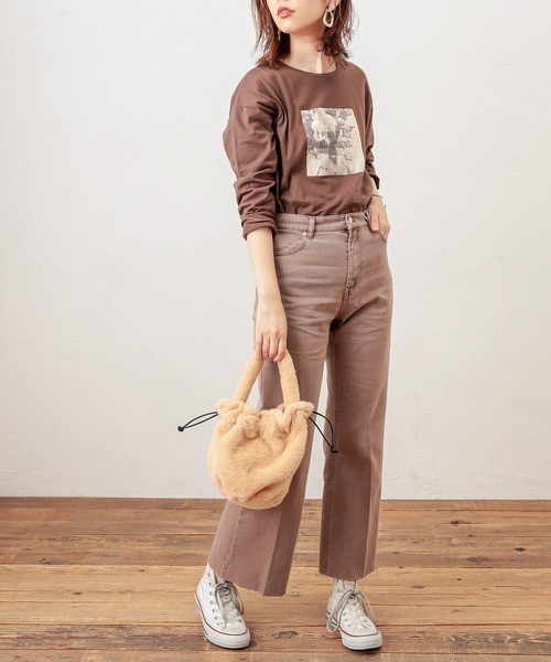 natural couture（ナチュラルクチュール）の「長さ変えられるフレアデニム（デニムパンツ・レディース・インディゴブルー/ブルー/モカ・SMALL/MEDIUM）」の4枚目の写真