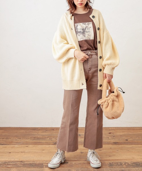 natural couture（ナチュラルクチュール）の「長さ変えられるフレアデニム（デニムパンツ・レディース・インディゴブルー/ブルー/モカ・SMALL/MEDIUM）」の6枚目の写真