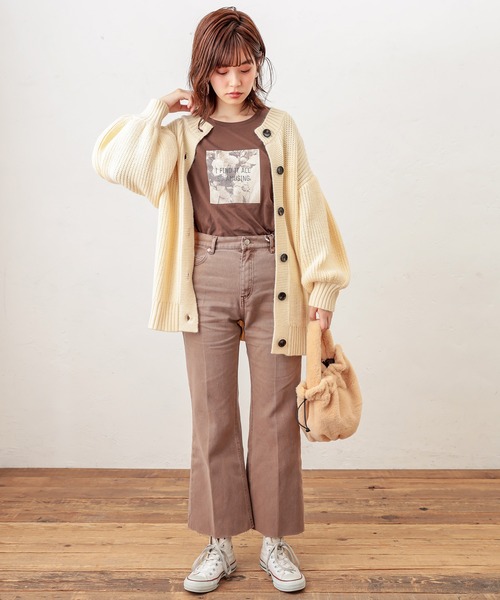 natural couture（ナチュラルクチュール）の「長さ変えられるフレアデニム（デニムパンツ・レディース・インディゴブルー/ブルー/モカ・SMALL/MEDIUM）」の7枚目の写真