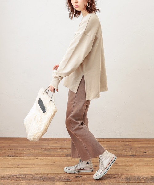 natural couture（ナチュラルクチュール）の「長さ変えられるフレアデニム（デニムパンツ・レディース・インディゴブルー/ブルー/モカ・SMALL/MEDIUM）」の10枚目の写真