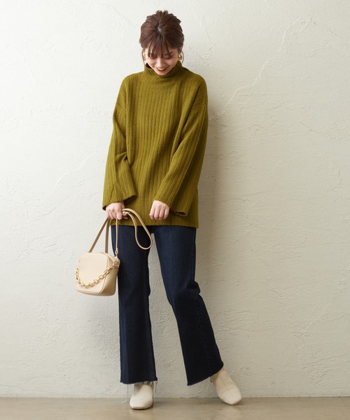 natural couture（ナチュラルクチュール）の「長さ変えられるフレアデニム（デニムパンツ・レディース・インディゴブルー/ブルー/モカ・SMALL/MEDIUM）」の16枚目の写真