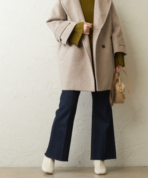 natural couture（ナチュラルクチュール）の「長さ変えられるフレアデニム（デニムパンツ・レディース・インディゴブルー/ブルー/モカ・SMALL/MEDIUM）」の13枚目の写真