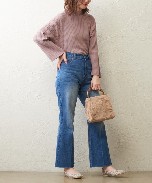 natural couture（ナチュラルクチュール）の「長さ変えられるフレアデニム（デニムパンツ・レディース・インディゴブルー/ブルー/モカ・SMALL/MEDIUM）」の19枚目の写真