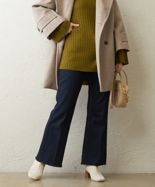 natural couture（ナチュラルクチュール）の「長さ変えられるフレアデニム（デニムパンツ・レディース・インディゴブルー/ブルー/モカ・SMALL/MEDIUM）」の12枚目の写真