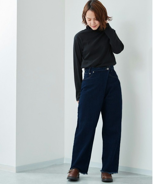 cepo（セポ）の「カラーデニムラップパンツ（その他パンツ・レディース・ブラック/ワインレッド/ダークインディゴブルー/グリーン/ワンウォッシュ・M/S）」の4枚目の写真