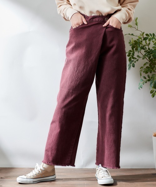 cepo（セポ）の「カラーデニムラップパンツ（その他パンツ・レディース・ブラック/ワインレッド/ダークインディゴブルー/グリーン/ワンウォッシュ・M/S）」の5枚目の写真