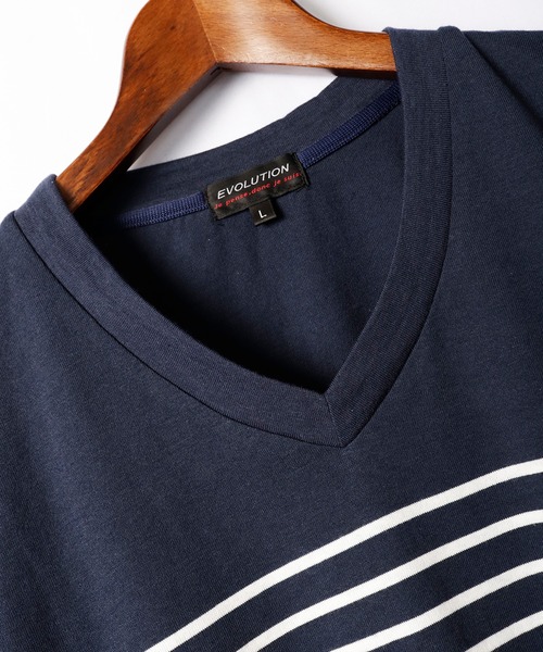EVOLUTION(エボリューション)の「EVOLUTION さわやかなボーダーロングスリーブTシャツ(Tシャツ/カットソー・メンズ・ホワイト/ネイビー・L/M)」の15枚目の写真
