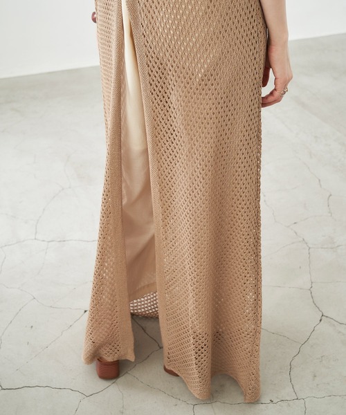 Chaco closet(チャコ クローゼット)の「カギ編みロングジレにもなるリネンライク3wayクロシェワンピース(ワンピース・レディース・ブラック/ベージュ/ブラウン/オレンジ/グリーン系その他/キナリ・FREE)」の22枚目の写真