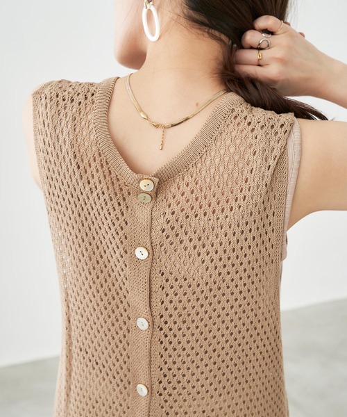 Chaco closet(チャコ クローゼット)の「カギ編みロングジレにもなるリネンライク3wayクロシェワンピース(ワンピース・レディース・ブラック/ベージュ/ブラウン/オレンジ/グリーン系その他/キナリ・FREE)」の21枚目の写真