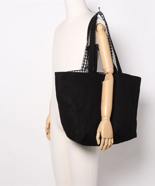 STYLEBLOCK（スタイルブロック）の「ギンガムチェック×無地リバーシブル2WAYトートバッグ（トートバッグ・レディース・ブルー/ブラック/カーキ/ピンク/イエロー・FREE）」の18枚目の写真