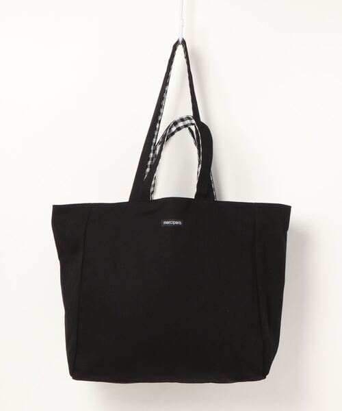 STYLEBLOCK（スタイルブロック）の「ギンガムチェック×無地リバーシブル2WAYトートバッグ（トートバッグ・レディース・ブルー/ブラック/カーキ/ピンク/イエロー・FREE）」の12枚目の写真