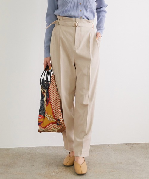 ROPE' PICNIC(ロペピクニック)の「【WEB限定カラーあり】【セットアップ対応】アセテート混ドライタッチテーパードパンツ(その他パンツ・レディース・ベージュ/サックスブルー/ライトグリーン/グレー系その他/グリーン系その他3・40/38/36)」の3枚目の写真
