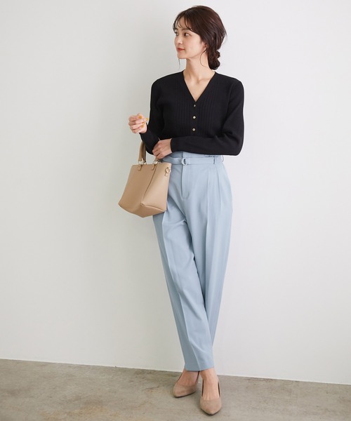 ROPE' PICNIC(ロペピクニック)の「【WEB限定カラーあり】【セットアップ対応】アセテート混ドライタッチテーパードパンツ(その他パンツ・レディース・ベージュ/サックスブルー/ライトグリーン/グレー系その他/グリーン系その他3・40/38/36)」の19枚目の写真
