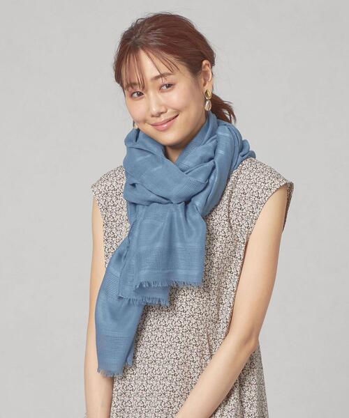 THE STATION STORE（ザ ステーション ストア）の「＜closet story＞ オリガラ ボーダー ストール（ストール/ショール・レディース・グレー/オフホワイト/コバルトブルー・FREE）」の3枚目の写真