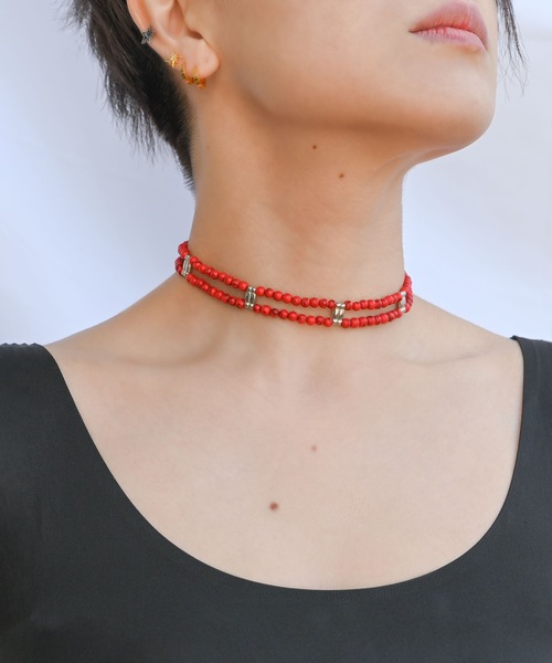 Editors Draw（エディターズドロー）の「SV925×ストーンビーズチョーカー Ria. Jaysmee/リアジェイズミー（チョーカー・レディース・ブラック/ターコイズブルー/レッド/ホワイト×ブルー/ホワイト/ブラック×ホワイト・ONE SIZE）」の6枚目の写真