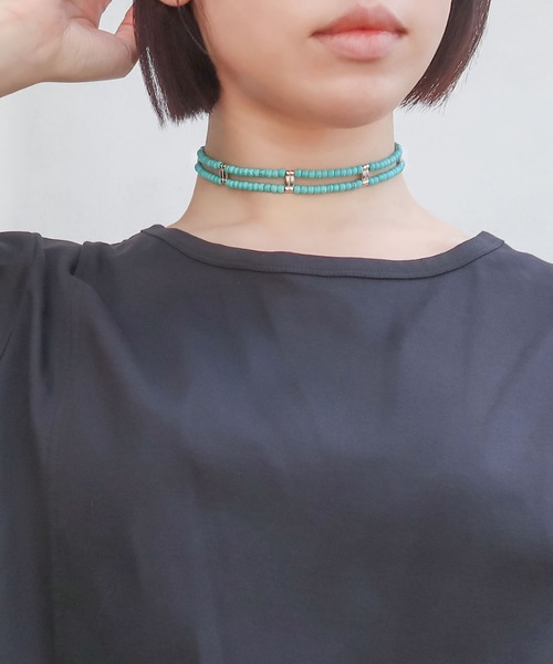 Editors Draw（エディターズドロー）の「SV925×ストーンビーズチョーカー Ria. Jaysmee/リアジェイズミー（チョーカー・レディース・ブラック/ターコイズブルー/レッド/ホワイト×ブルー/ホワイト/ブラック×ホワイト・ONE SIZE）」の5枚目の写真