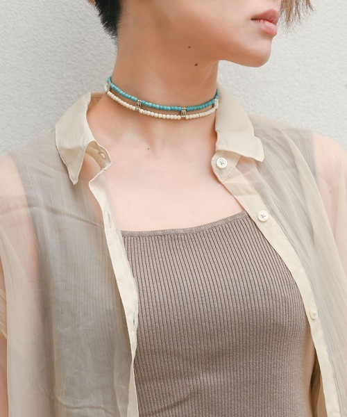 Editors Draw（エディターズドロー）の「SV925×ストーンビーズチョーカー Ria. Jaysmee/リアジェイズミー（チョーカー・レディース・ブラック/ターコイズブルー/レッド/ホワイト×ブルー/ホワイト/ブラック×ホワイト・ONE SIZE）」の7枚目の写真