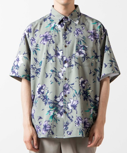 WEGO（ウィゴー）の「WEGO/フラワーパターンビッグシルエット半袖Tシャツ（シャツ/ブラウス・メンズ・ブラック/グリーン・MEDIUM/LARGE）」の10枚目の写真