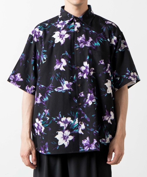 WEGO（ウィゴー）の「WEGO/フラワーパターンビッグシルエット半袖Tシャツ（シャツ/ブラウス・メンズ・ブラック/グリーン・MEDIUM/LARGE）」の9枚目の写真