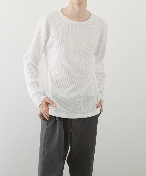 B.I.D.（ビーアイディー）の「《RDS》クルーネック　サーマルロンT（Tシャツ/カットソー・レディース・ホワイト/ブラック/ベージュ/ネイビー/グレー/カーキ/ライトピンク・LARGE/X-LARGE/MEDIUM）」の2枚目の写真