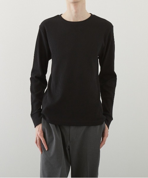 B.I.D.（ビーアイディー）の「《RDS》クルーネック　サーマルロンT（Tシャツ/カットソー・レディース・ホワイト/ブラック/ベージュ/ネイビー/グレー/カーキ/ライトピンク・LARGE/X-LARGE/MEDIUM）」の3枚目の写真