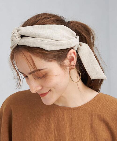 green label relaxing(グリーンレーベルリラクシング)の「CFC フハク ツイストリボン ターバン(ヘアバンド・レディース・ブラック/ベージュ・FREE)」の12枚目の写真