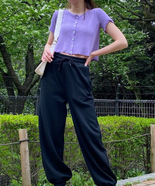 WEGO（ウィゴー）の「WEGO/フラワーボタンショートスリーブカーディガン（カーディガン/ボレロ・レディース・サックスブルー/ライトパープル/ブラック/ホワイト・FREE）」の9枚目の写真