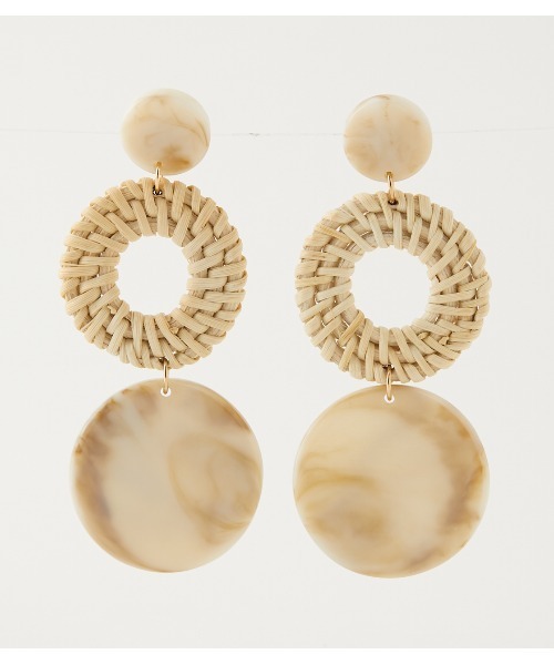 AZUL by moussy（アズールバイマウジー）の「MARBLE ROUND RATTAN EARRINGS/マーブルラウンドラタンピアス（ピアス（両耳用）・レディース・グリーン系その他2/ベージュ系その他・FREE）」の14枚目の写真