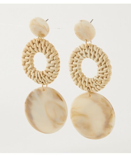 AZUL by moussy（アズールバイマウジー）の「MARBLE ROUND RATTAN EARRINGS/マーブルラウンドラタンピアス（ピアス（両耳用）・レディース・グリーン系その他2/ベージュ系その他・FREE）」の13枚目の写真