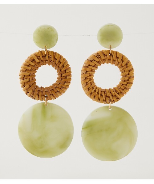 AZUL by moussy（アズールバイマウジー）の「MARBLE ROUND RATTAN EARRINGS/マーブルラウンドラタンピアス（ピアス（両耳用）・レディース・グリーン系その他2/ベージュ系その他・FREE）」の8枚目の写真