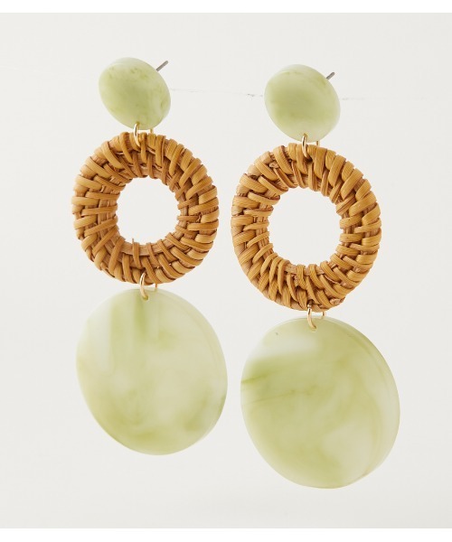 AZUL by moussy（アズールバイマウジー）の「MARBLE ROUND RATTAN EARRINGS/マーブルラウンドラタンピアス（ピアス（両耳用）・レディース・グリーン系その他2/ベージュ系その他・FREE）」の7枚目の写真