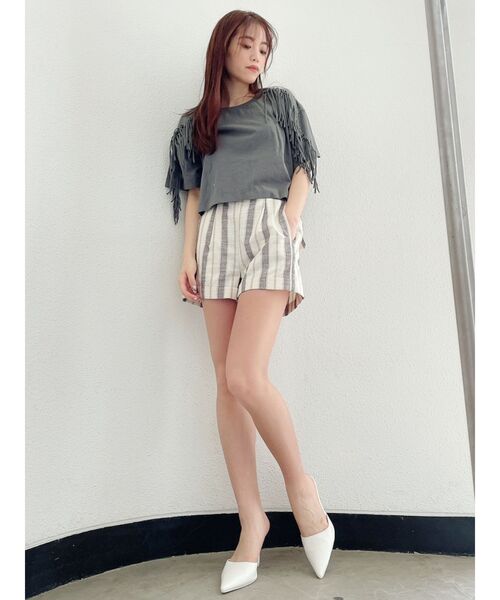 GYDA（ジェイダ）の「【セットアップ着用可】ハイウエストロールアップショートパンツ（その他パンツ・レディース・その他1/カーキ/アイボリー・FREE）」の7枚目の写真