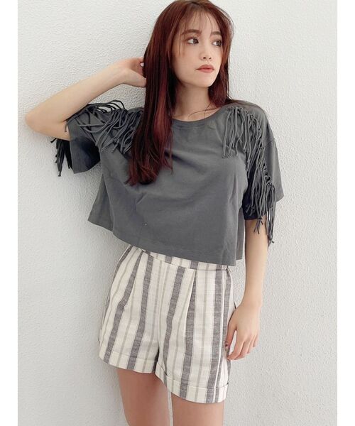 GYDA（ジェイダ）の「【セットアップ着用可】ハイウエストロールアップショートパンツ（その他パンツ・レディース・その他1/カーキ/アイボリー・FREE）」の6枚目の写真