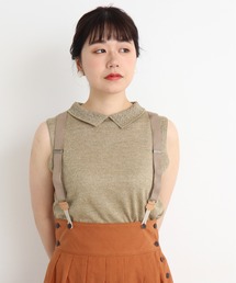 malle ラミー/コットン 衿レース編み ノースリプルオーバー