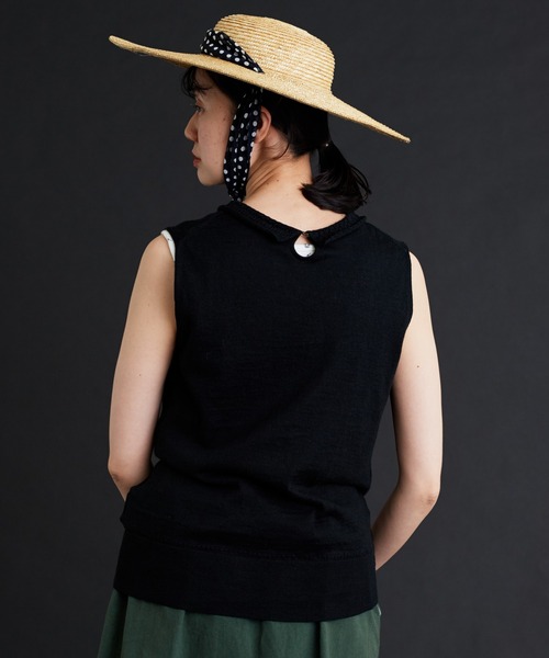 Malle（マル）の「malle ラミー/コットン　衿レース編み　ノースリプルオーバー（ニット/セーター・レディース・ライトグレー/ブラック/ベージュ・FREE）」の19枚目の写真